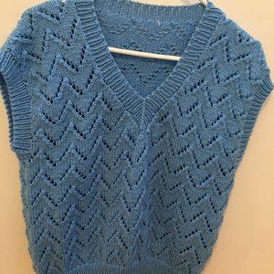 vibrant knitted blue sweater vest